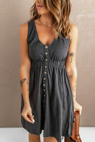 Button Up Dress - Gray