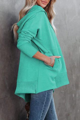 Henley Style Fall Hoodie - Green