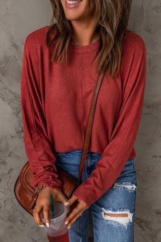Center Seam Dolman Sleeve Top - Red