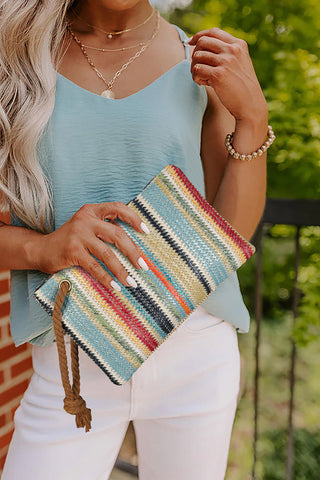 Colorful Woven Wristlet Bag