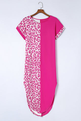 Casual Leopard Maxi Dress - Pink