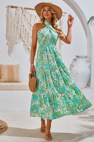 Versatile Floral Maxi Dress - Green