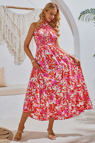 Versatile Floral Maxi Dress - Red