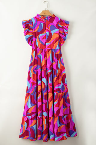 Vibrant Cresent Print Maxi Dress