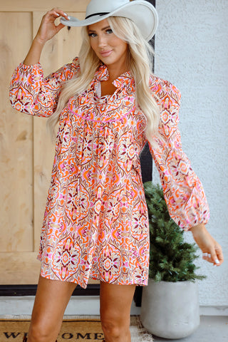 Tranquil Tapestry Spring Dress - Tangerine