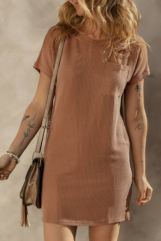 Textured Shift Dress - Mocha