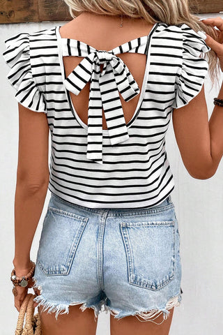 Tie Striped Shirt - Black and White