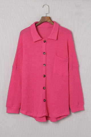 Pink Ribbed Button Up