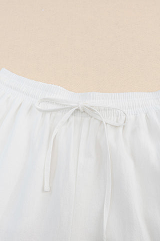 Elastic Waist Linen Pants - Khaki
