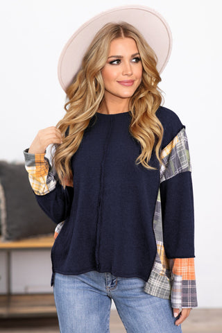 A Splash of Color Thermal Top - Navy