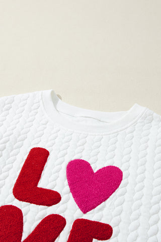 Quilted Love Sweatshirt - White