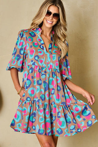 Colorful Leopard Print Shift Dress