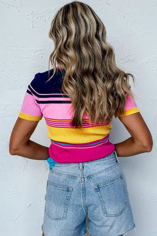 Bright Striped Short Sleeve Top