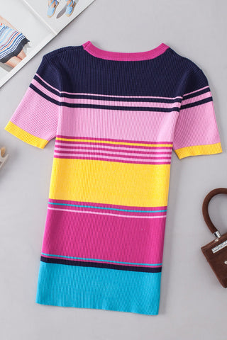 Bright Striped Short Sleeve Top