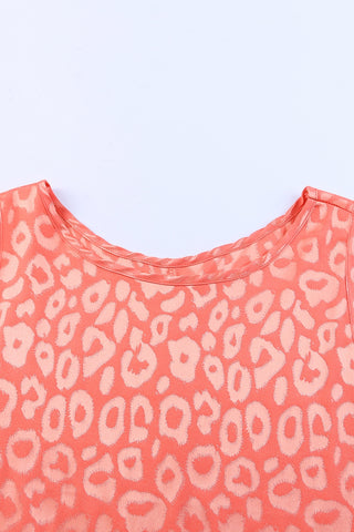 Sleeveless Leopard Top - Neon Coral