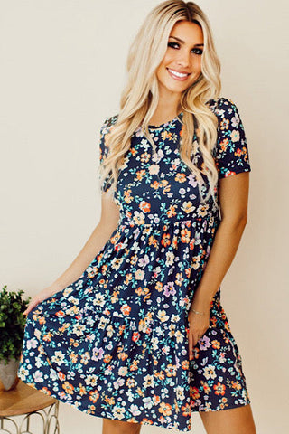 Woodland Flowers Dress - Blue