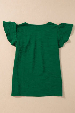 Dressy Flutter Sleeve Top - Green