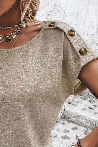Button Detail Top - Taupe