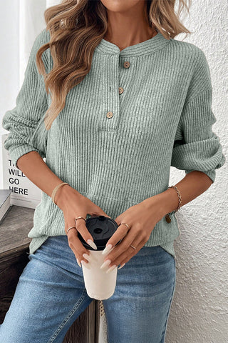 Henley Top with Pockets - Mint