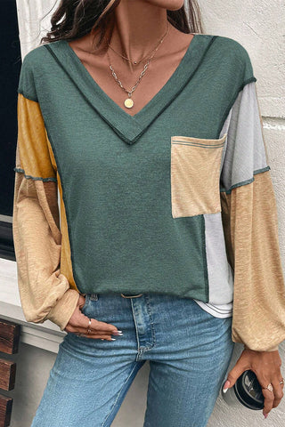 Colorblock V-Neck Top