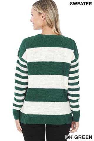 Candy Striped Sweater - Green