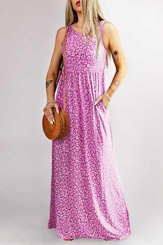 Leopard Maxi Dress - Dark Pink
