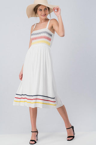 Embroidered Sundress - Off White