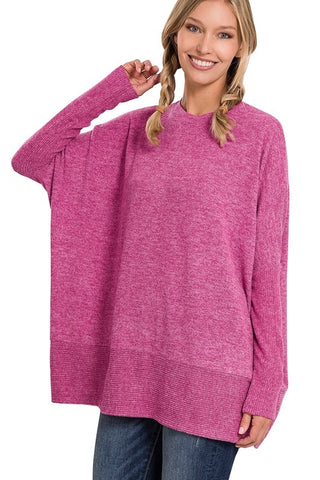 Zenana Free Flowing Fall Sweater - Magenta
