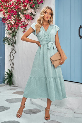 Swiss Dot Lace Maxi Dress - Mint