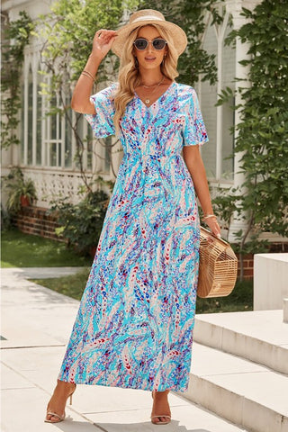 Floral Maxi Dress - Blue