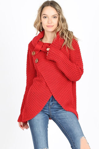 Cool Night Criss Cross Sweater -  Red