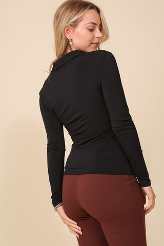 Collared Fitted Top - Black