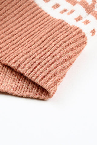Aztec Zip Up Sweater - Pink