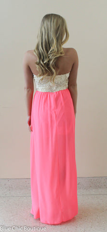 Subtle Sparkle Maxi Dress - Neon Pink - Blue Chic Boutique
 - 5