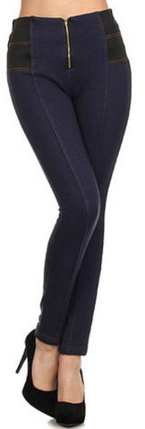 Zippered High Waisted Fleece Lined Jeggings - Blue Chic Boutique
 - 1