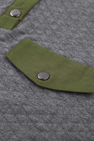 Snap Quilted Pullover - Charcoal and Olive