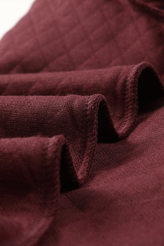 Snap Quilted Pullover - Burgundy