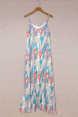 Colorful Abstract Maxi Dress - Teal