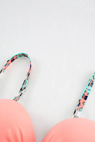 Paisley Push Up Bikini - Peach and Aqua