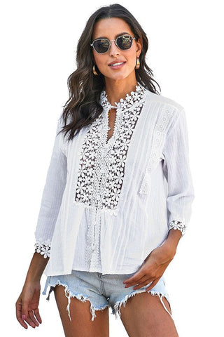 Daisy Crochet Blouse - White