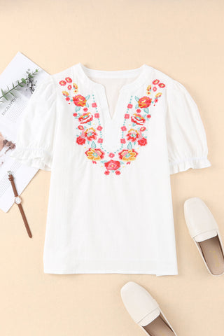 Cotton Embroidered Top - White
