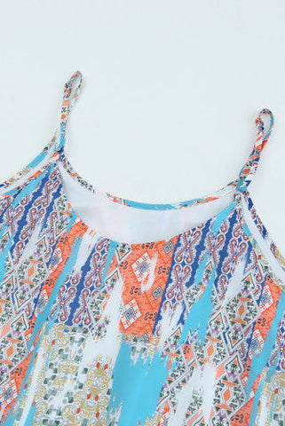 Colorful Abstract Maxi Dress - Teal