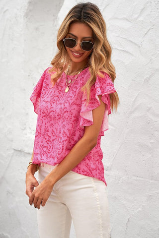 Work or Play Flutter Sleeve Top - Pink