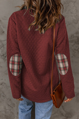 Snap Quilted Pullover - Burgundy