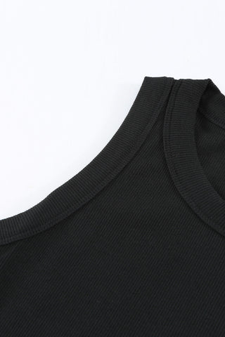 Thick Ribbed Sleeveless Top - Black