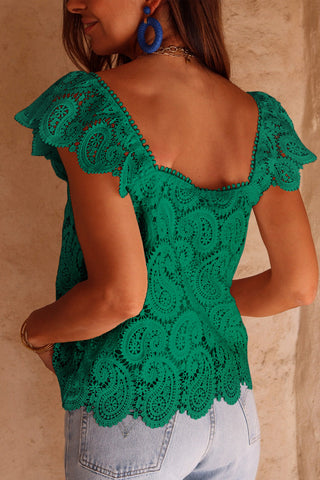 Paisley Pattern Lace Top - Green