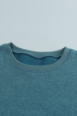 Rainbow Sleeve Crew Neck Sweatshirt - Blue