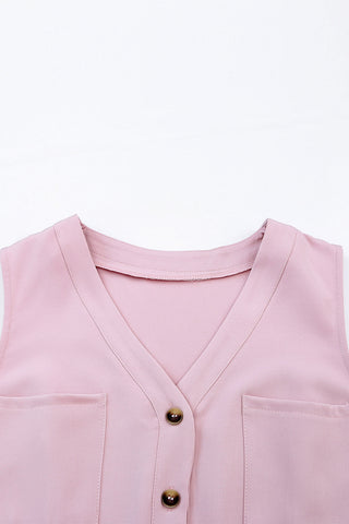 Crop Jumpsuit with Sash - Pink