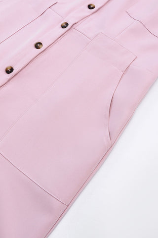 Crop Jumpsuit with Sash - Pink