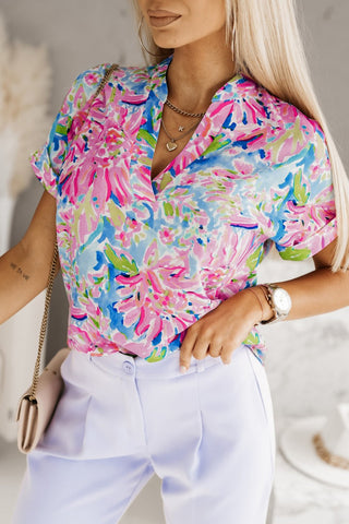 Abstract Floral Blouse - Pink